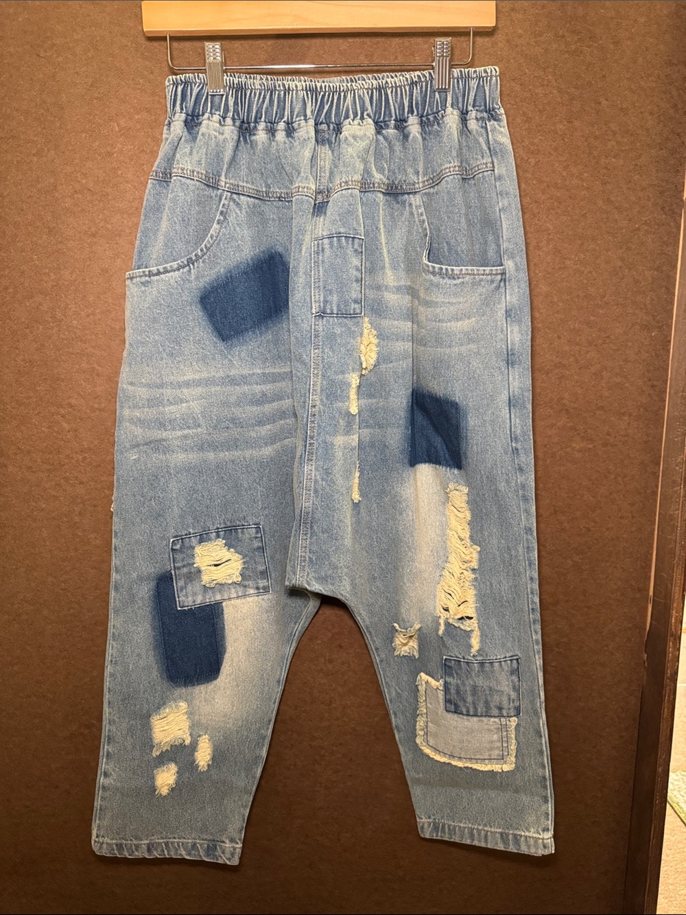 Jaded Gypsy Women’s Light Blue Distressed Patchwork Jeans